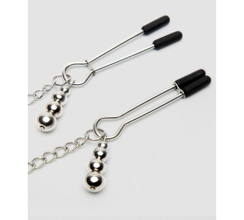 Атласный ошейник с зажимами для сосков Play Nice