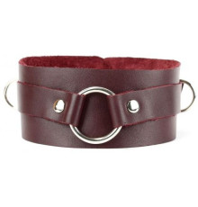 Бордовый широкий ошейник с кольцом Maroon Collar