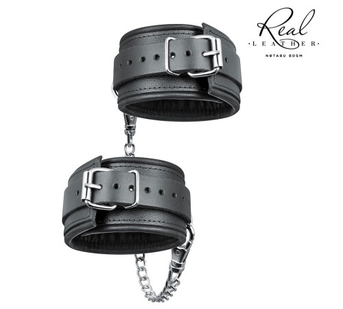 Черные кожаные оковы на цепочке с карабинами