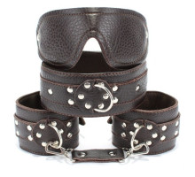 Набор БДСМ-аксессуаров из мягкой коричневой кожи