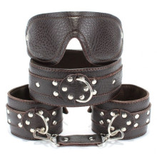 Набор БДСМ-аксессуаров из мягкой коричневой кожи