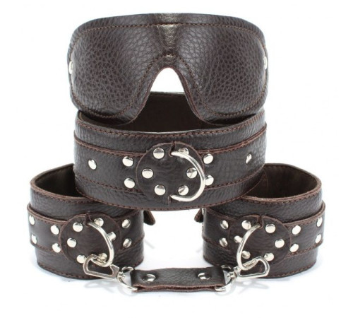 Набор БДСМ-аксессуаров из мягкой коричневой кожи