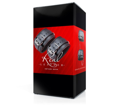 Черные кожаные оковы на цепочке с карабинами