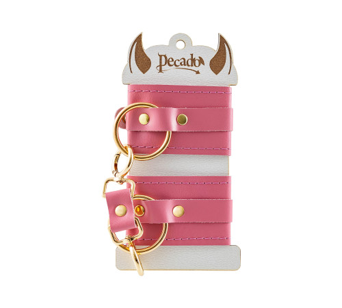 Розовые однослойные кожаные наручники