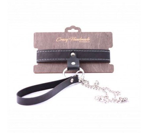 Узкий однослойный ошейник с поводком