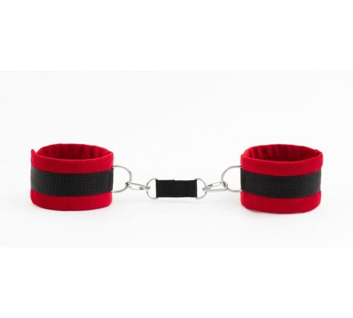Красно-черные наручники My rules на сцепке
