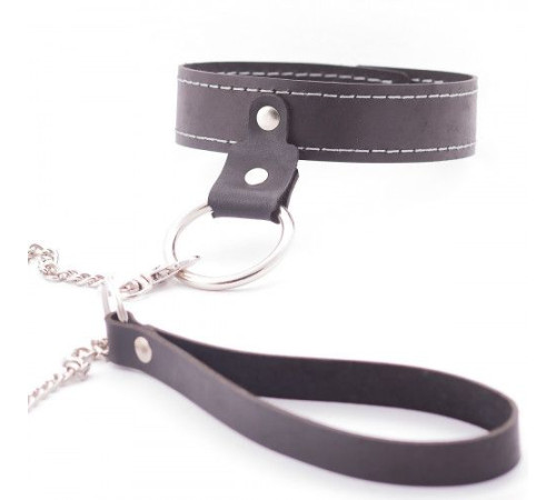 Узкий однослойный ошейник с поводком