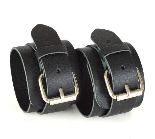 Черные кожаные наручники с пряжками IDEAL