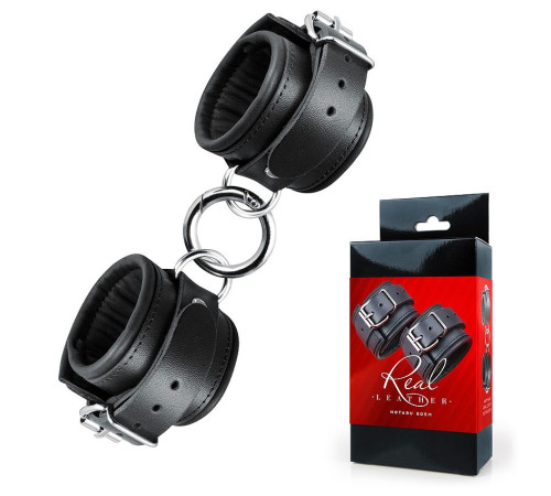 Черные широкие кожаные наручники