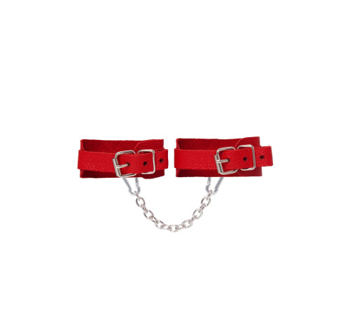 Красные кожаные узкие оковы со скруглёнными углами