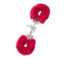 Металлические наручники с красной меховой опушкой METAL HANDCUFF WITH PLUSH RED