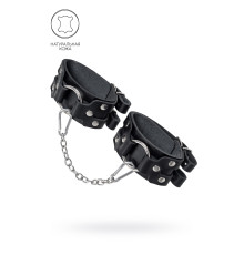 Черные кожаные оковы с двумя ремешками