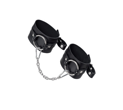 Черные оковы из толстой кожи с люверсами