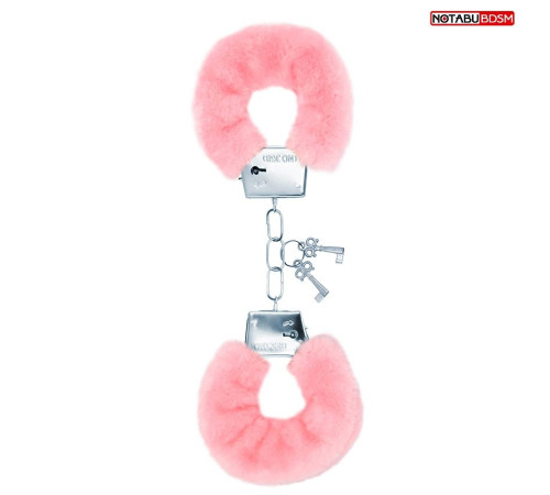 Металлические наручники с мягкой нежно-розовой опушкой