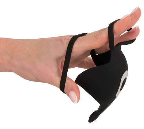 Черная вибронасадка для эрекции и стимуляции мошонки Cock ring with RC ball massager