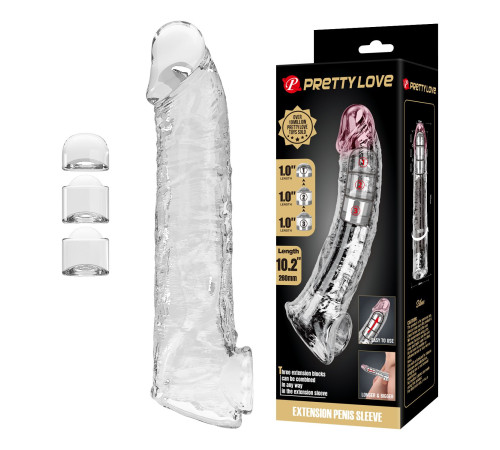 Прозрачный фаллоудлинитель с подхватом мошонки Silas - 26 см.
