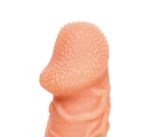 Телесная закрытая насадка с венками Cock Sleeve 006 Size S - 13,8 см.