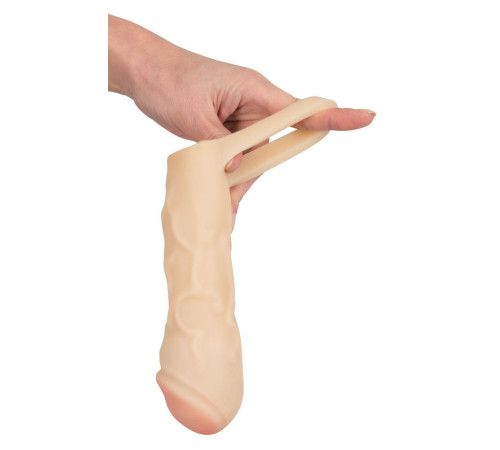 Закрытая удлиняющая насадка на пенис с подхватом мошонки Thicker   Bigger Extension - 17 см.