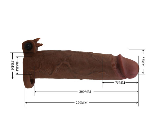 Коричневая насадка на пенис Xerxes - 22 см.