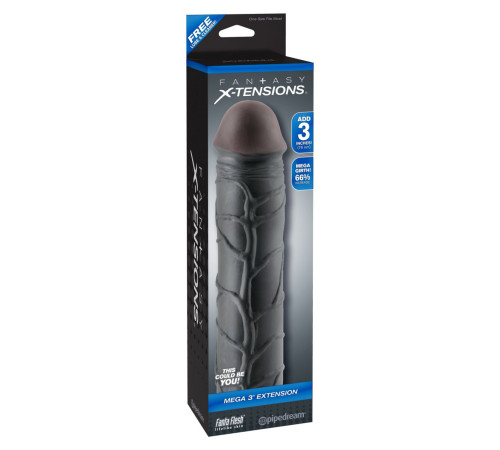 Чёрная удлиняющая насадка MEGA 3 EXTENSION - 22,8 см.