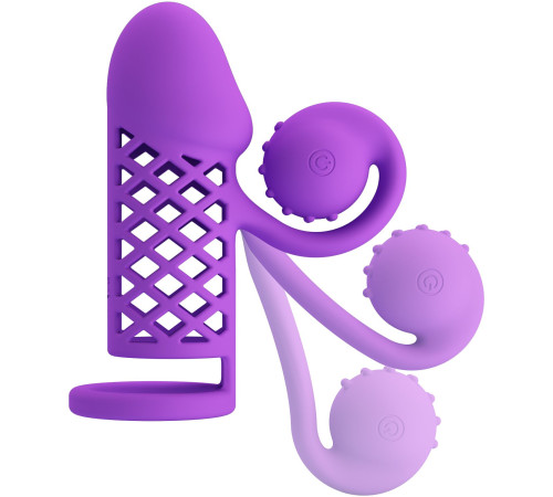 Фиолетовая вибронасадка с клиторальным отростком Harden