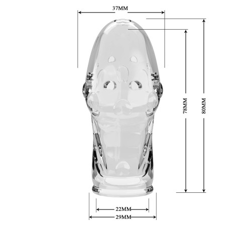 Прозрачная насадка на пенис Booker - 8 см.