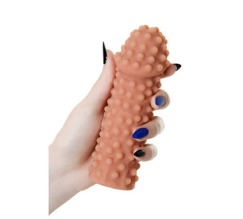 Телесная насадка на фаллос с бугорками Extreme Sleeve 010 M-size - 14 см.