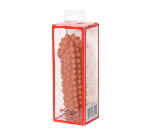 Телесная насадка на фаллос с бугорками Extreme Sleeve 010 M-size - 14 см.