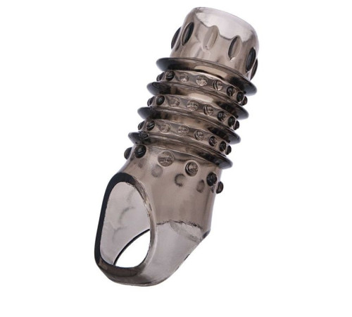 Открытая дымчатая насадка с точками и рёбрами ToyFa XLover - 11,5 см.