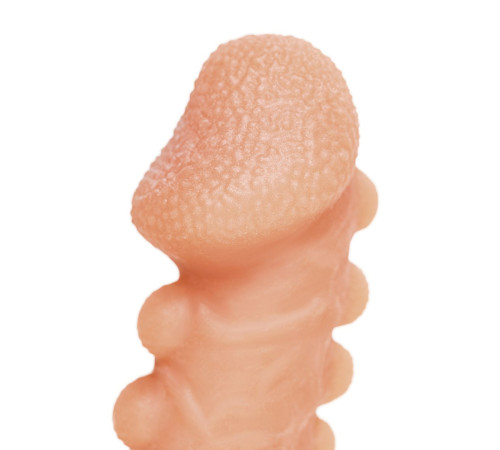 Телесная закрытая насадка с шишечками Cock Sleeve 008 Size L - 17,6 см.
