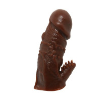 Коричневая насадка на пенис - 11,5 см.