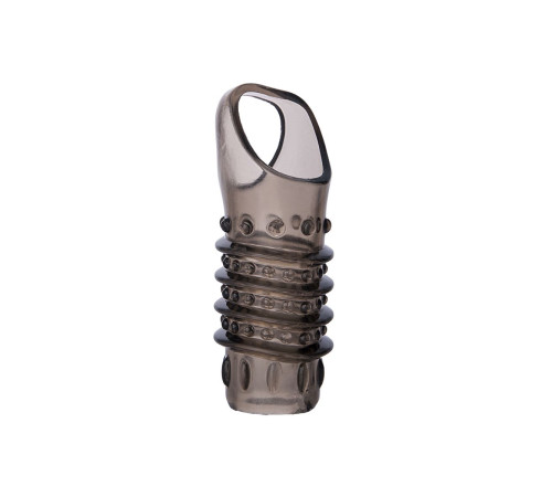 Открытая дымчатая насадка с точками и рёбрами ToyFa XLover - 11,5 см.