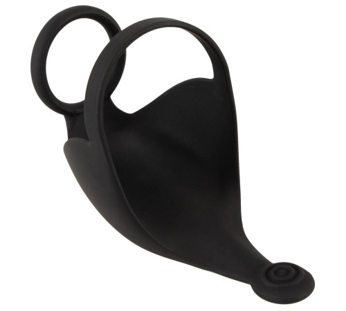 Черная вибронасадка для эрекции и стимуляции мошонки Cock ring with RC ball massager