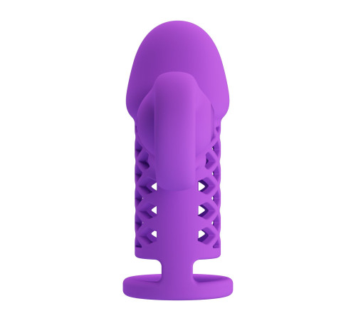 Фиолетовая вибронасадка с клиторальным отростком Harden