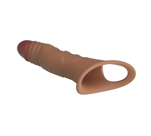 Карамельная удлиняющая насадка на пенис с вибрацией