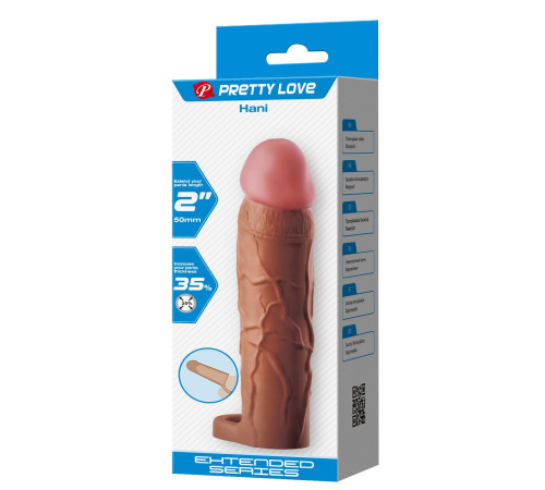 Коричневая насадка на пенис Hani - 18 см.