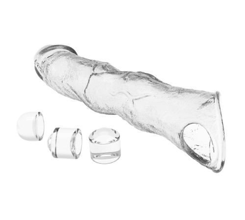 Прозрачный фаллоудлинитель с 3 вставками - 28 см.