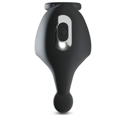 Черная вибронасадка для эрекции и стимуляции мошонки Cock ring with RC ball massager