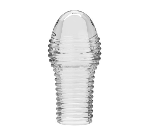 Прозрачная насадка на пенис с ребрышками Hoytt - 9 см.