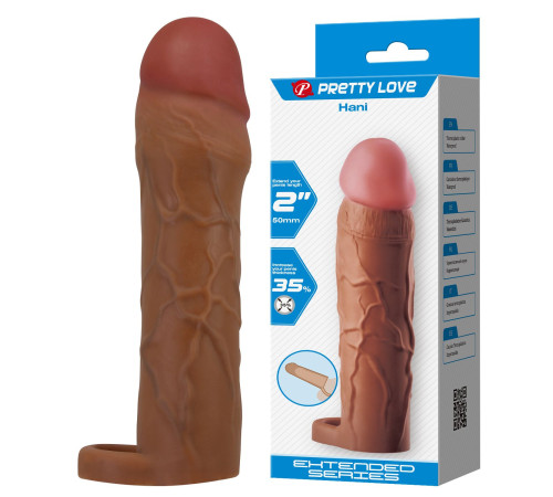 Коричневая насадка на пенис Hani - 18 см.