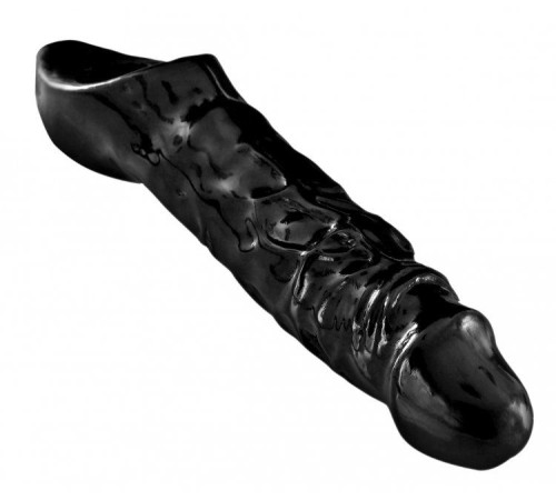 Чёрная увеличивающая насадка на член Mamba Cock Sheath Packaged - 16,5 см.