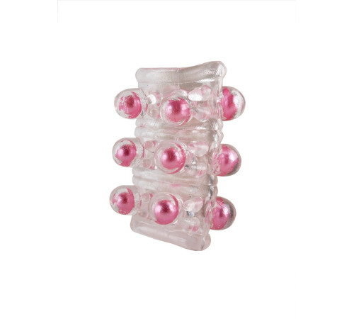 Прозрачная сквозная насадка на пенис с цветными шариками