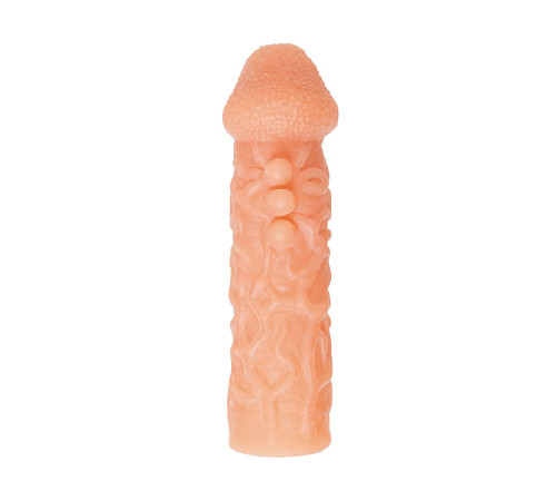 Телесная закрытая насадка с шершавой головкой Cock Sleeve 007 Size M - 15,6 см.