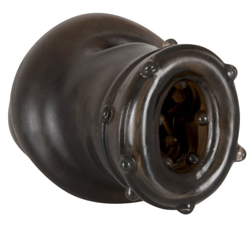 Насадка на пенис Rebel smoke с рёбрышками и отверстием под мошонку