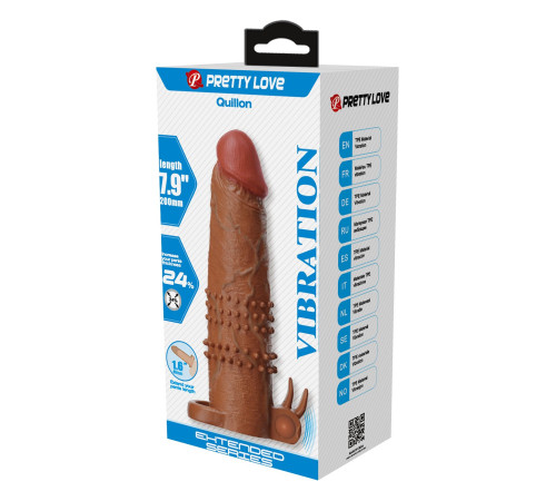 Коричневая насадка на пенис Quillon - 20 см.