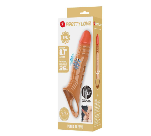 Карамельная удлиняющая насадка на пенис с вибрацией