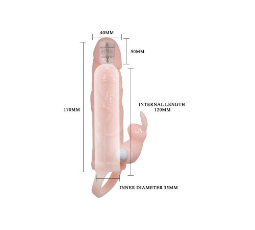Удлиняющая телесная насадка с 2 виброэлементами