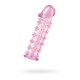 Гелевая розовая насадка на фаллос с шипами - 12 см.