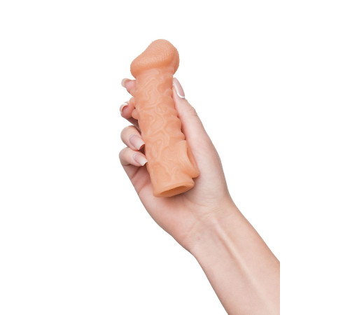 Телесная закрытая насадка с шершавой головкой Cock Sleeve 007 Size S - 13,8 см.