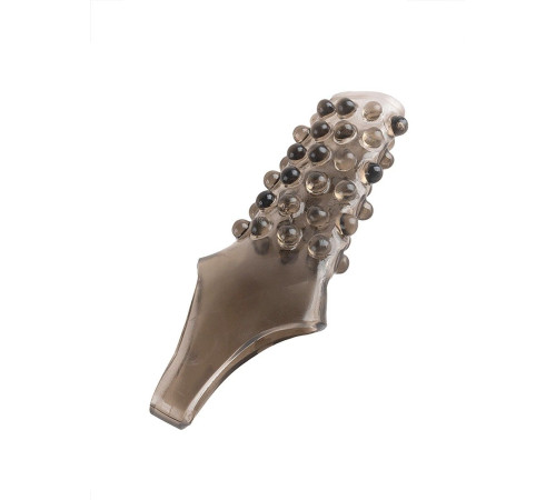 Дымчатая насадка на пенис с выпуклостями - 12 см.